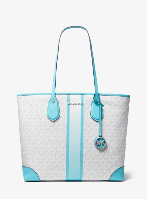 Damske Prenosná Taška Michael Kors Eva Large Logo Stripe Modre Viacfarebný - Kabelky Michael Kors Akcia | PXUWJ-9237